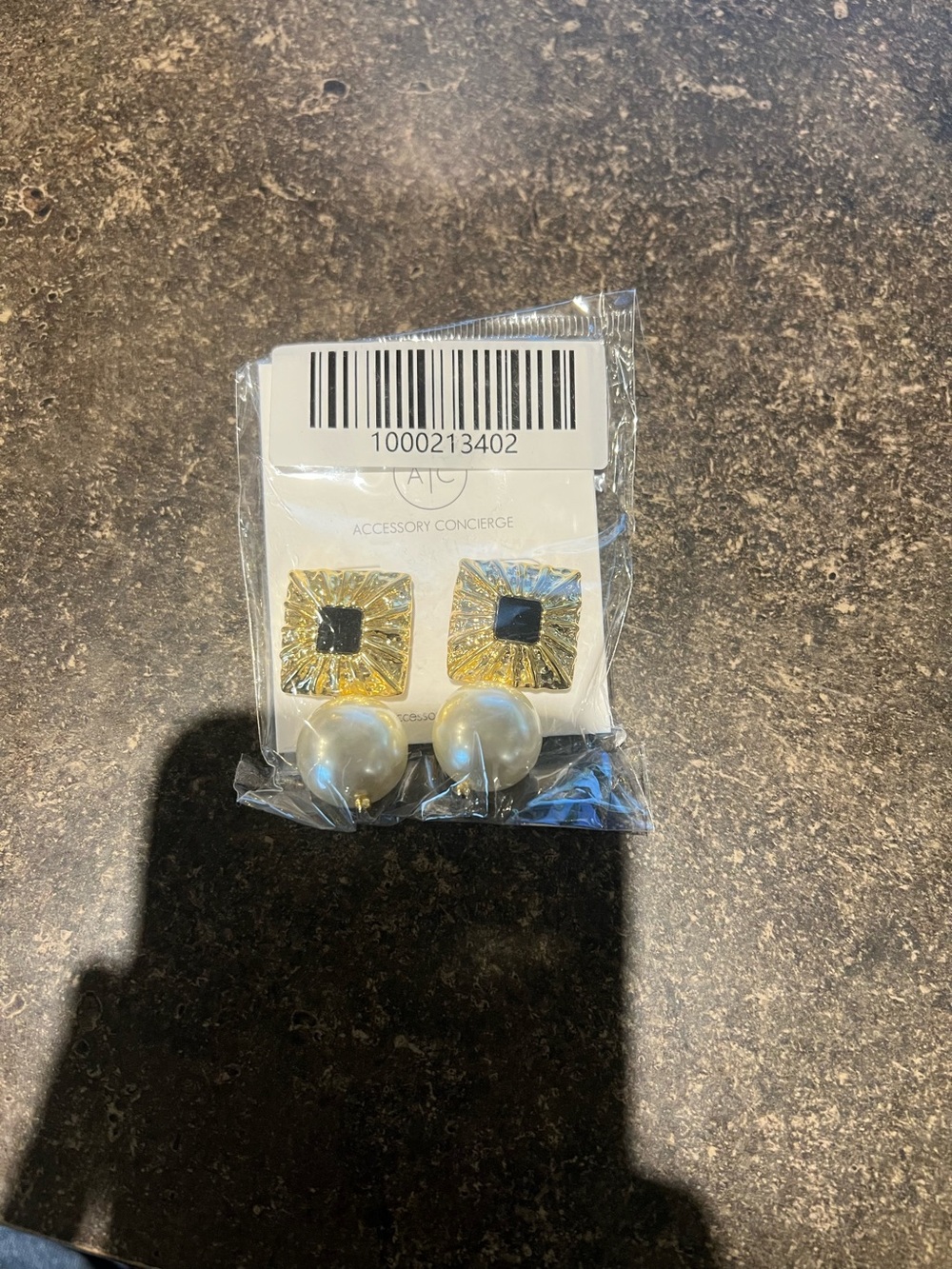 Gold-Tone Square Cufflinks with Pearl Accent